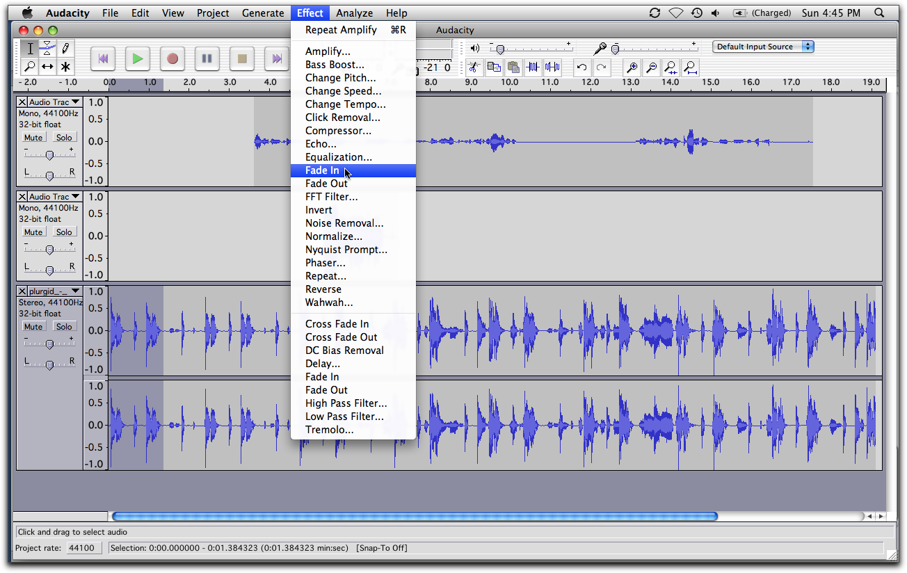 Audacity fade Audacity fade